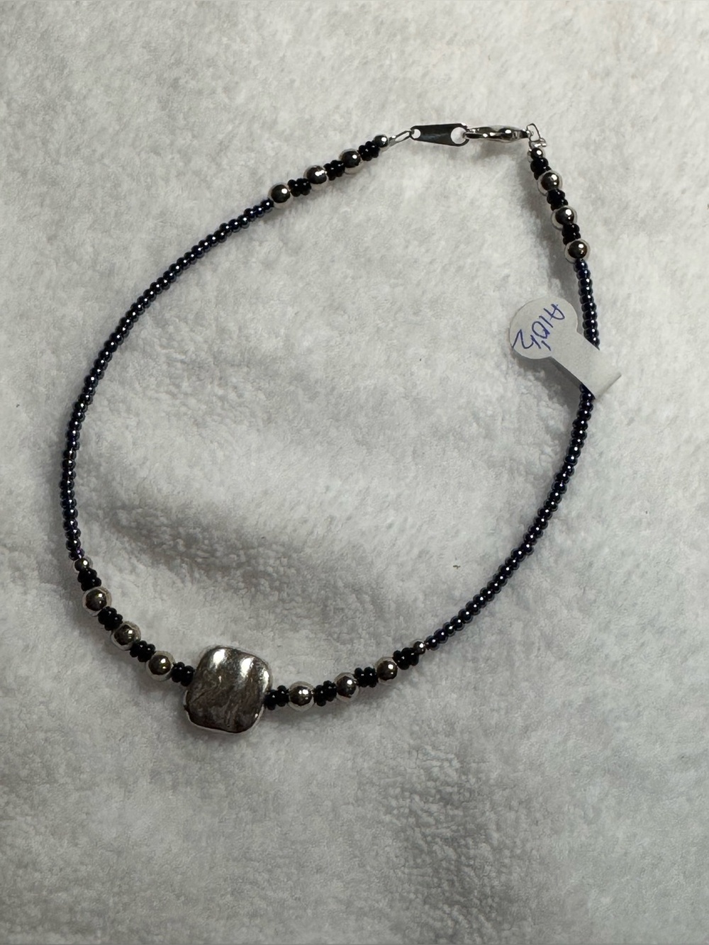 #JBx020 - Silver-Plated & Iridescent Seed Bead Ankle Bracelet Anklet